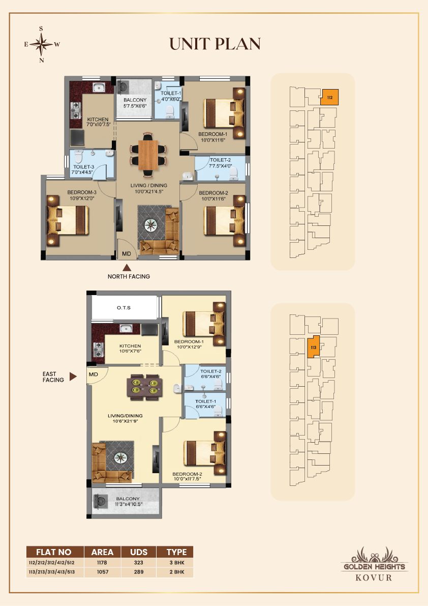 2 & 3 BHK Floor Plan 2